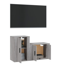 Ensemble de meubles TV 2 pcs Sonoma gris Bois d'ingénierie