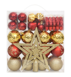 Ensemble de boules de Noël 70 pcs Doré et rouge