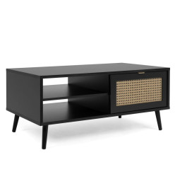 Finori Table basse Vienna 55A Noir et impression de rotin