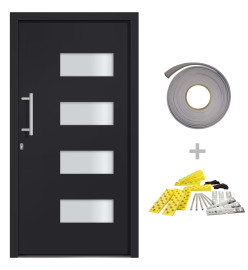 Porte d'entrée Aluminium et PVC Anthracite 110x210 cm