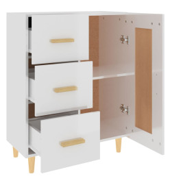 Buffet Blanc brillant 69,5x34x90 cm Bois d'ingénierie