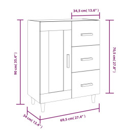 Buffet Blanc brillant 69,5x34x90 cm Bois d'ingénierie