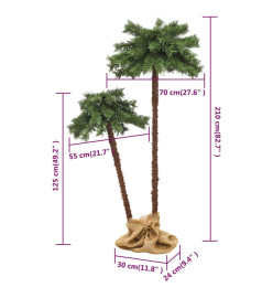 Palmier artificiel double avec LED 125 cm et 210 cm