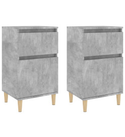 Tables de chevet 2 pcs gris béton 40x35x70 cm