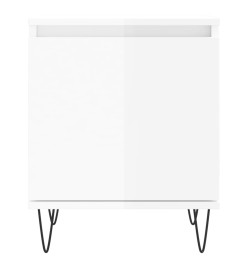 Tables de chevet 2pcs blanc brillant 40x30x50cm bois ingénierie