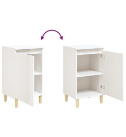 Tables de chevet 2pcs blanc brillant 40x35x70cm bois ingénierie