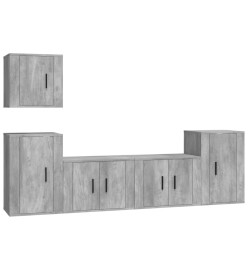 Ensemble de meubles TV 5 pcs Gris béton Bois d'ingénierie