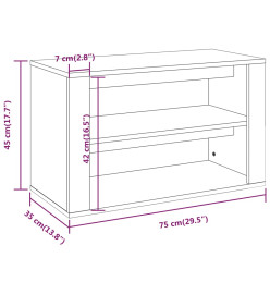 Étagère à chaussures Chêne fumé 75x35x45 cm Bois d'ingénierie