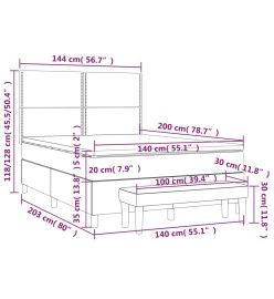 Lit à sommier tapissier avec matelas Taupe 140x200 cm Tissu