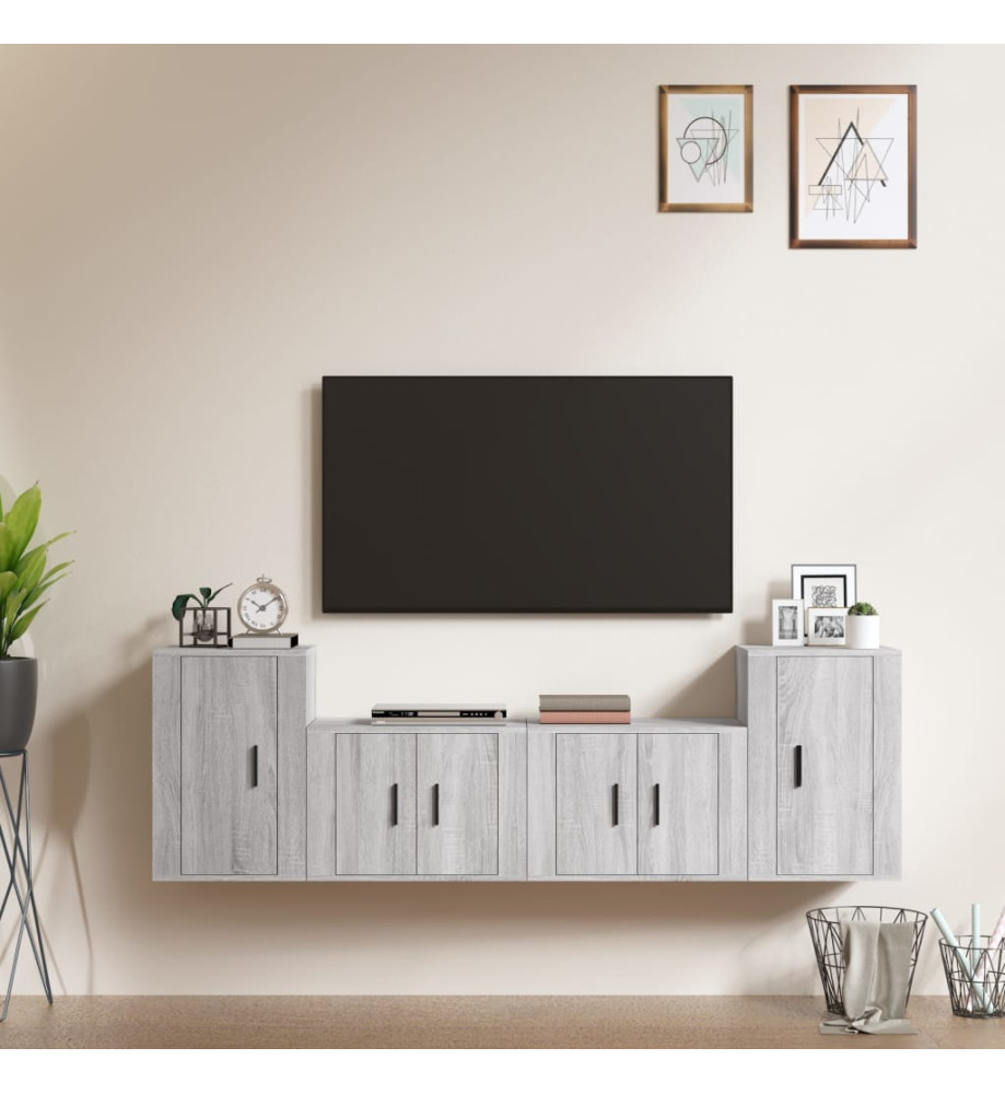 Ensemble de meubles TV 4 pcs Sonoma gris Bois d'ingénierie