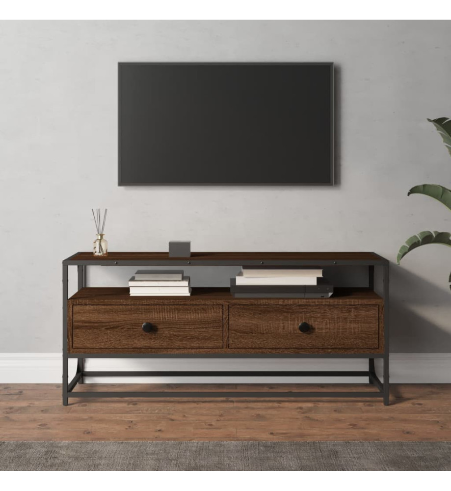 Meuble TV chêne marron 100x35x45 cm bois d'ingénierie