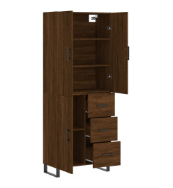 Buffet haut Chêne marron 69,5x34x180 cm Bois d'ingénierie