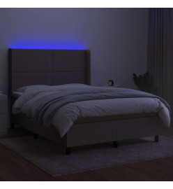 Sommier tapissier avec matelas et LED Taupe 140x200 cm Tissu
