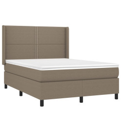 Sommier tapissier avec matelas et LED Taupe 140x200 cm Tissu