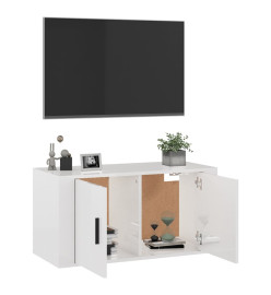 Meuble TV mural Blanc brillant 80x34,5x40 cm