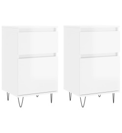 Buffets 2 pcs blanc brillant 40x35x70 cm bois d'ingénierie