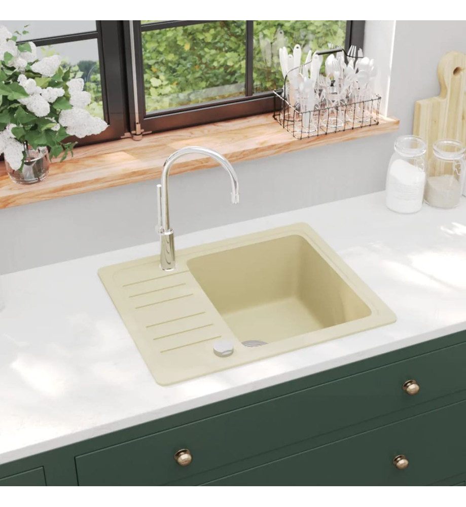 Évier de cuisine Granit Seul lavabo Beige