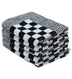 Ensemble de serviettes 10 pcs noir et blanc coton