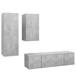 Ensemble de meuble TV 4 pcs Gris béton Aggloméré