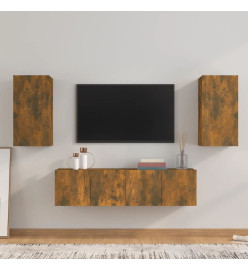 Ensemble de meubles TV 4 pcs Chêne fumé Bois d'ingénierie