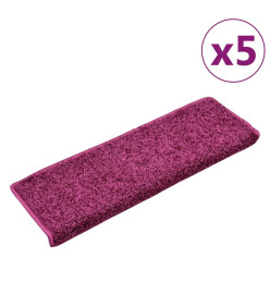 Tapis d'escalier 5 pcs 65x21x4 cm Violet