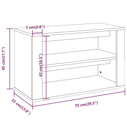 Étagère à chaussures Chêne marron 75x35x45 cm Bois d'ingénierie