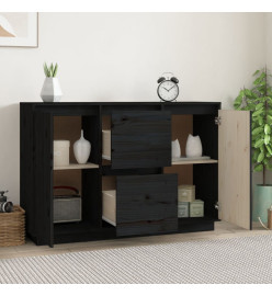 Buffet Noir 111x34x75 cm Bois massif de pin