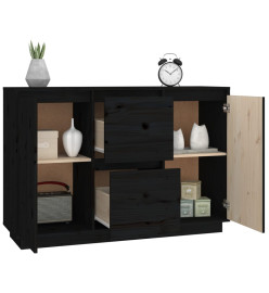 Buffet Noir 111x34x75 cm Bois massif de pin