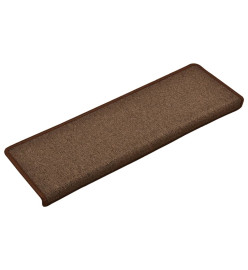 Tapis d'escalier 15 pcs 65x21x4 cm Marron