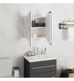 Armoire de salle de bain miroir rond et LED Blanc 40x40x17,5 cm