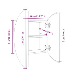 Armoire de salle de bain miroir rond et LED Blanc 40x40x17,5 cm