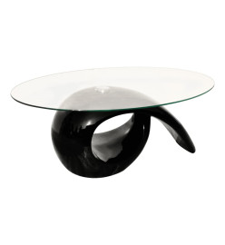 Table basse avec dessus de table en verre ovale Noir brillant