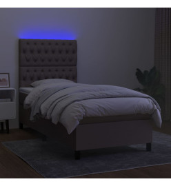 Sommier tapissier avec matelas et LED Taupe 80x200cm Tissu