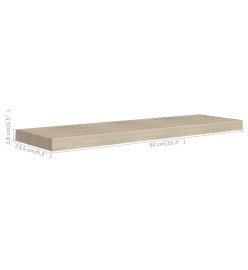 Étagère murale flottante Chêne 90x23,5x3,8 cm MDF