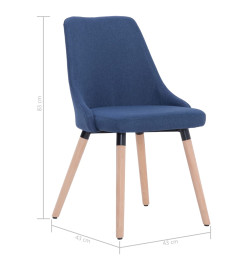 Chaises à manger 2 pcs bleu tissu