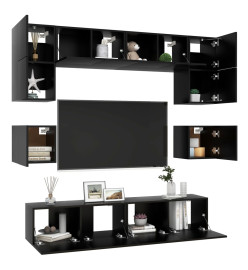 Ensemble de meuble TV 8 pcs Noir Aggloméré