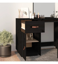 Armoire de bureau Noir 40x50x75 cm Bois massif de pin