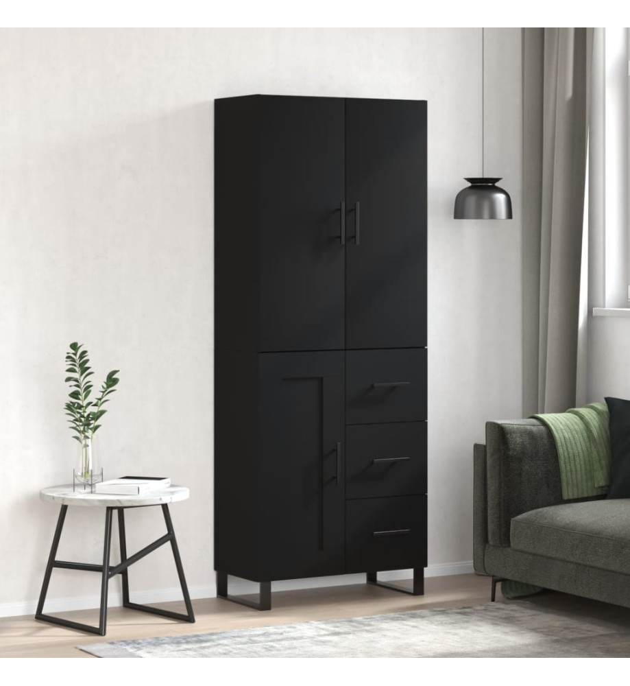 Buffet haut Noir 69,5x34x180 cm Bois d'ingénierie