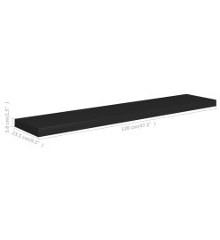 Étagères murales flottantes 2 pcs Noir 120x23,5x3,8 cm MDF