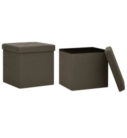 Tabourets de rangement pliables lot de 2 marron foncé faux lin