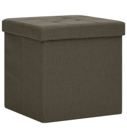 Tabourets de rangement pliables lot de 2 marron foncé faux lin