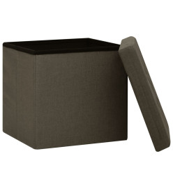 Tabourets de rangement pliables lot de 2 marron foncé faux lin