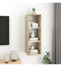 Meuble TV mural Blanc chêne sonoma 37x37x107 cm Bois ingénierie