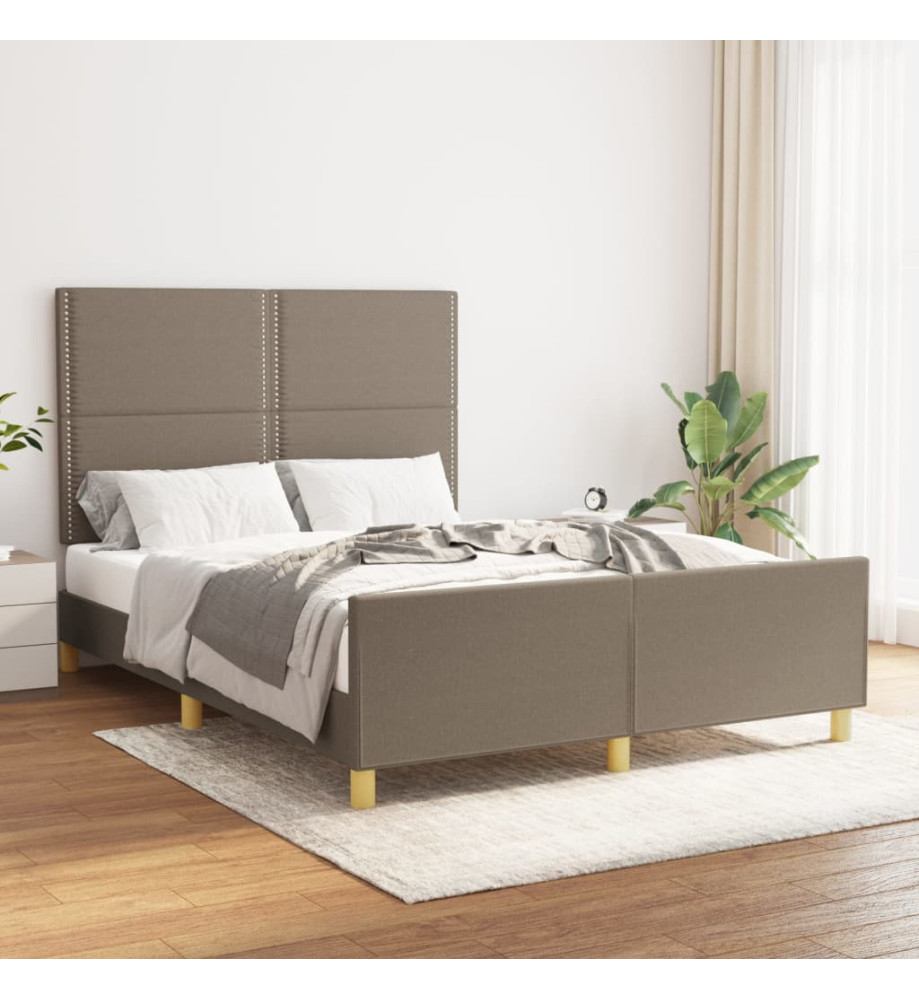 Cadre de lit avec tête de lit Taupe 140x190 cm Tissu Cadre de lit avec tête de lit Taupe 140x190 cm Tissu