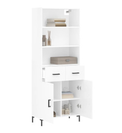 Buffet haut Blanc brillant 69,5x34x180 cm Bois d'ingénierie