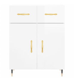 Buffet haut Blanc brillant 69,5x34x180 cm Bois d'ingénierie