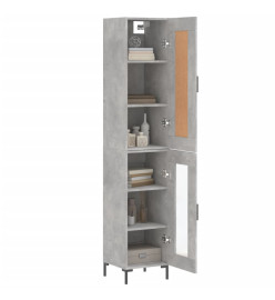 Buffet haut Gris béton 34,5x34x180 cm Bois d'ingénierie