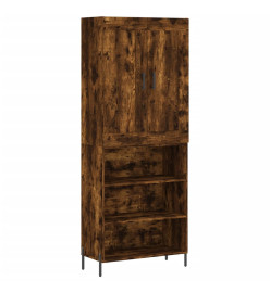 Buffet haut Chêne fumé 69,5x34x180 cm Bois d'ingénierie