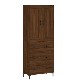 Buffet haut Chêne marron 69,5x34x180 cm Bois d'ingénierie