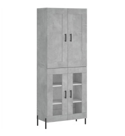 Buffet haut Gris béton 69,5x34x180 cm Bois d'ingénierie